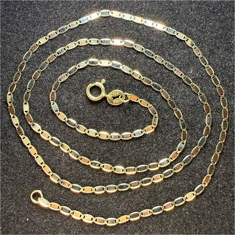 Solid 10k Yellow Italian Gold Valentino Chain Necklace 16" Long 1.6mm Wide